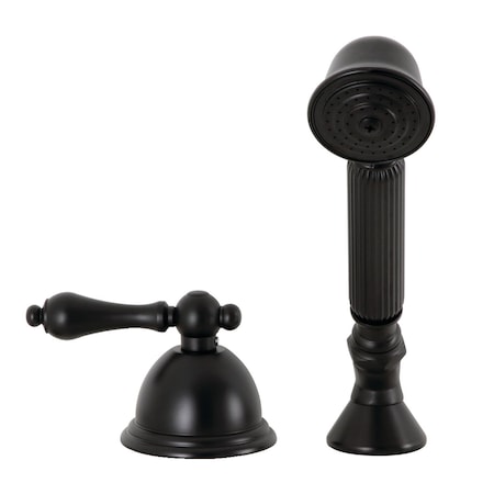 Kingston Brass KSK3350ALTR Deck Mount Hand Shower with Diverter for Roman Tub Faucet, Matte Black KSK3350ALTR